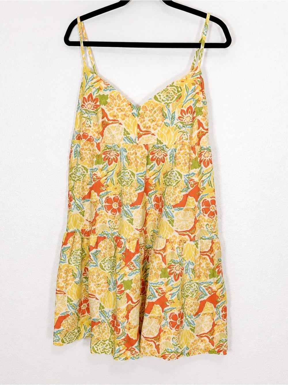 Velvet Hawaiian Floral Print Colorful Yellow Cotton Sun Dress | Made in India